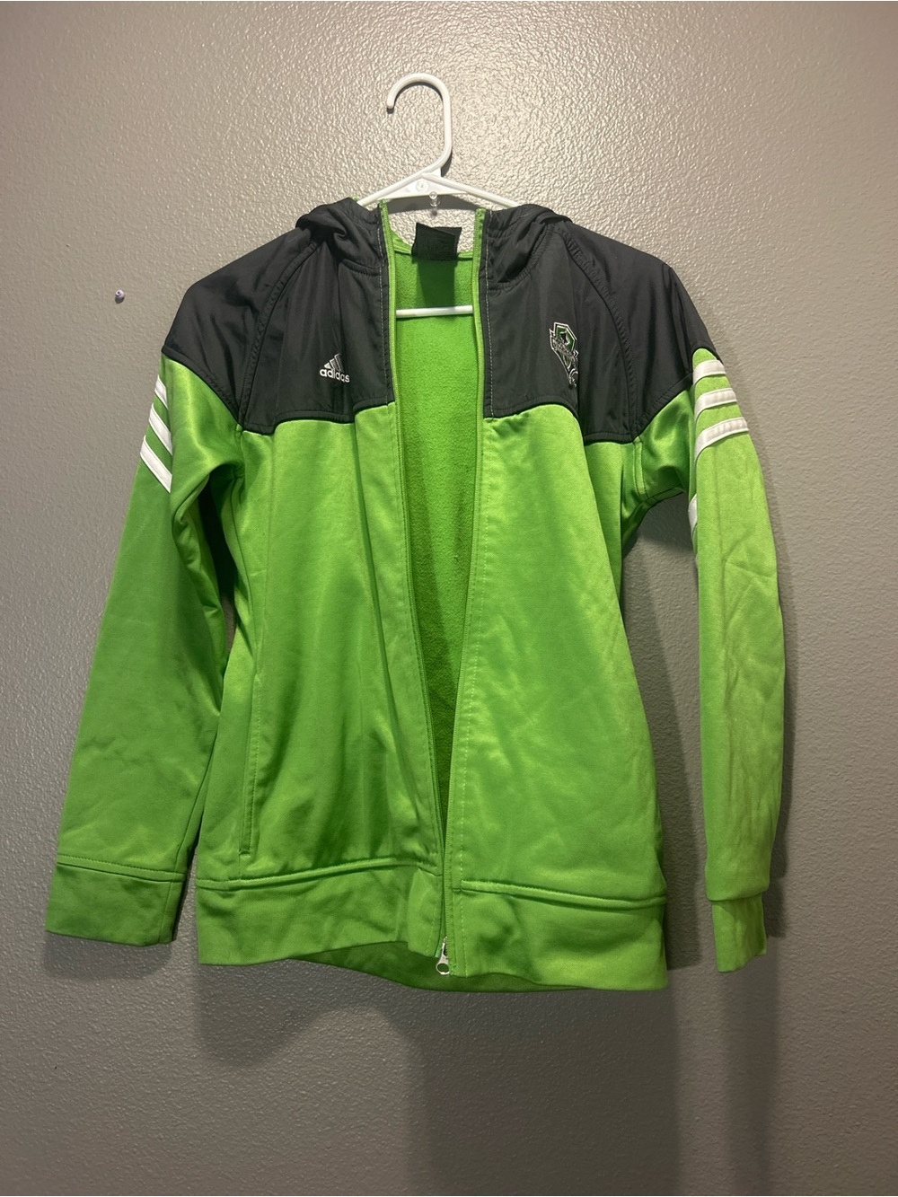 Broken Zipper Adidas Boys Youth XL 16 Soccer Training Jacket Lime Green Black